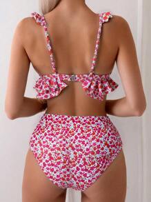 Swim Mod Urlaubs-Strand zufälliger Ditsy Blumen-Tankini Badeanzug