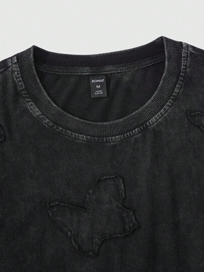 Street Life Men's Applique Washed Loose Short Sleeve T-Shirt