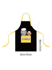 TOM & JERRY X SHEIN Cute Cat And Mouse Pattern Apron, Waterproof And Oil-Proof, Suitable For Both Men And Women, For Making Cakes And Cooking