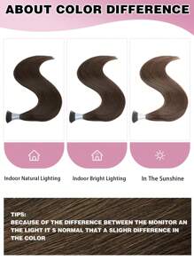 50pcs I Tip Hair Straight Dark Brown Color 150% 18-26 Inch Remy Human Hair I Tip Hair Extension Light Brown Color Hair Extensions - S4 - View 9