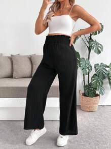 SHEIN Pregnant Women's Textured Solid Color Loose Pants Women S Bottoms Women Wide Leg Pants Women Clothing Pants Wide Leg Pants Woman Summer Outfits For Women