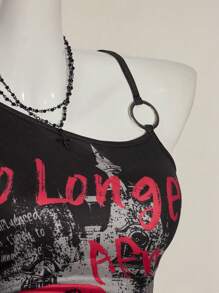 SHEIN ICON Women Y2k Going Out Dragon Print Asymmetrical Neckline Short Sleeve Fashionable T-Shirt,Everyday Wear