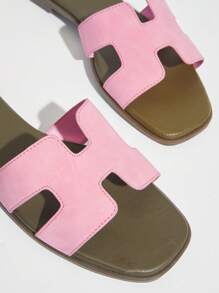 SHUZIA All-Time Bestseller Women's Luxe-Inspired Harness Cutout Open Toe Olive Sole Nub Mauve Slides-Elegant,Comfort & Versatile