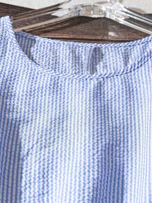 SHEIN LUNE 大码无袖圆领休闲连衣裙，适合夏季 - 藍白色 - 查看 4