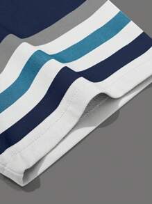Manfinity Homme Men's Summer Casual Contrasting Stripe Short Sleeve T-Shirt