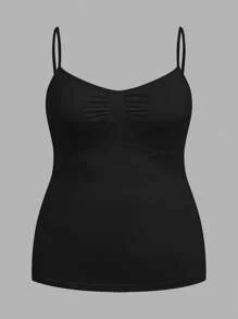Calvaya 3pcs/Set Women Plus Size Fashion Casual Pleated Camisole Top - Black - View 7