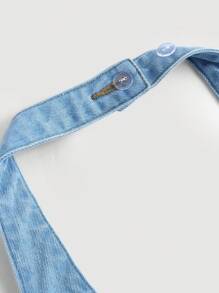 SHEIN MOD 女式牛仔连体裤，休闲修身吊带裤，情人节女式连体裤，夏季牛仔连体裤，Y2k 服装 - 淺色水洗藍 - 查看 5