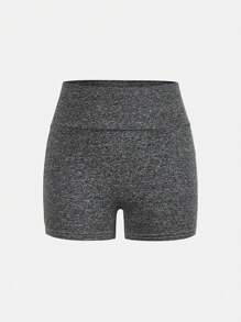 SHEIN 4 条青少年女孩休闲纯色高腰运动瑜伽短裤，春夏 - 玫紅色 - 查看 12