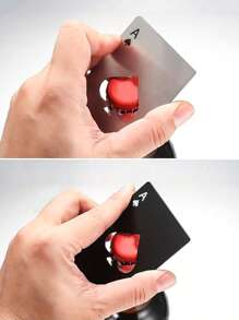 1/2pcs Poker Card Shaped Beer Opener Tool, Stainless Steel Ultra-Thin Pocket-Sized-Perfect For Home, Bars, Travel & Poker Party Gifts