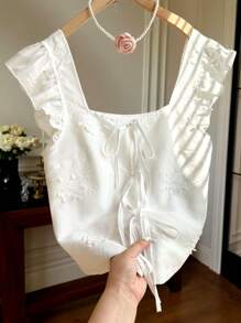 INAWLY Ladies Solid Color Camisole Top, Fashionable For Summer - White - View 5