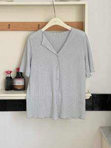 DAZY 女士纯色简约短袖T恤 - 淺灰色 - 查看 3