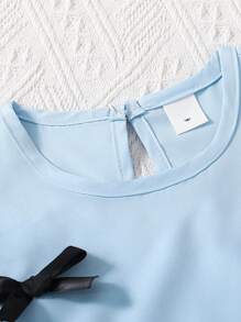 Elladie kids 2 件套幼儿女童时尚可爱 3D 蝴蝶结无袖背心和七分裤套装，适合日常穿着、度假装、春夏季