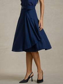 Briarwyn Falda plisada de cintura alta de unicolor tejida, para el 4 de julio en el aeropuerto