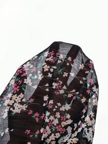 SHEIN Tall 碎花印花荷叶边袖荷叶边下摆连衣裙