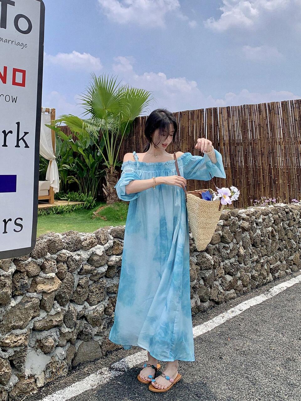 Women's Off-Shoulder Gradient Strap Casual Bohemian Vacation Loose Long Dress,Fall Dress Long Sleeve Dress Boho