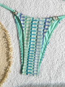 Swim Mod 2 Teile Damen Badeanzug Set, Strand Bikini mit Perlentextur, Sommer Bademode - Verschiedenfarbig - Übersicht 5