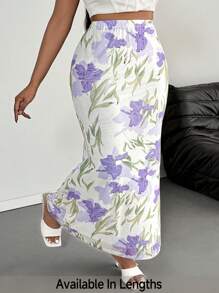 SHEIN PETITE CURVE 加大码长款 A 字裙，夏季时尚度假乡村音乐会矮个子人士穿着