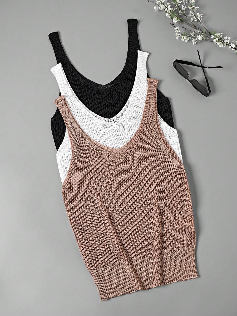 EMERY ROSE 3 件套女士休闲度假 V 领针织上衣 - 彩色 - 查看 1