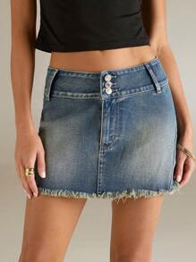 Avantive Spring&Summer Women Romantic 90s Business Casual Casual Y2k Club Office Old Style Street Wear Spring Break Bachelorette Concert Denim Skirt - Medium Wash - View 6