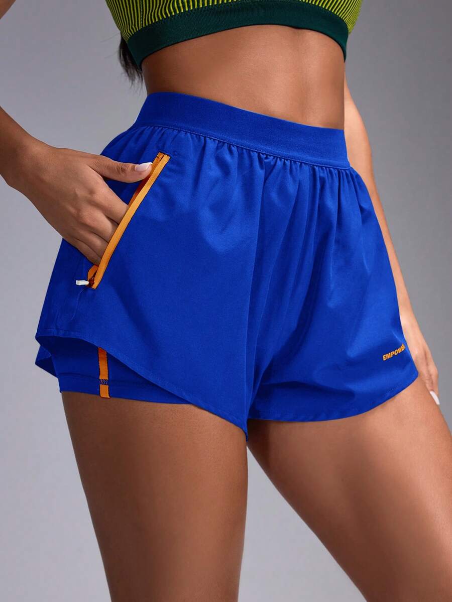 Powerista Women's Zipper Pocket Daily Fitness Sports Shorts Sweater Shorts