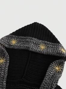 ROMWE Áo hoodie không tay thêu hình mặt trời và mặt trăng phong cách hippie cổ điển dành cho nữ - màu đen - Xem 5