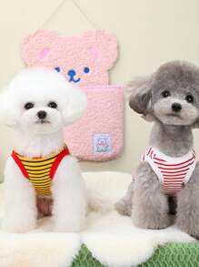 PETSIN 可爱简约休闲居家夏季轻薄透气宠物背心，柔软面料，带有英文文字和语音泡泡图案，适合猫狗，欧美流行