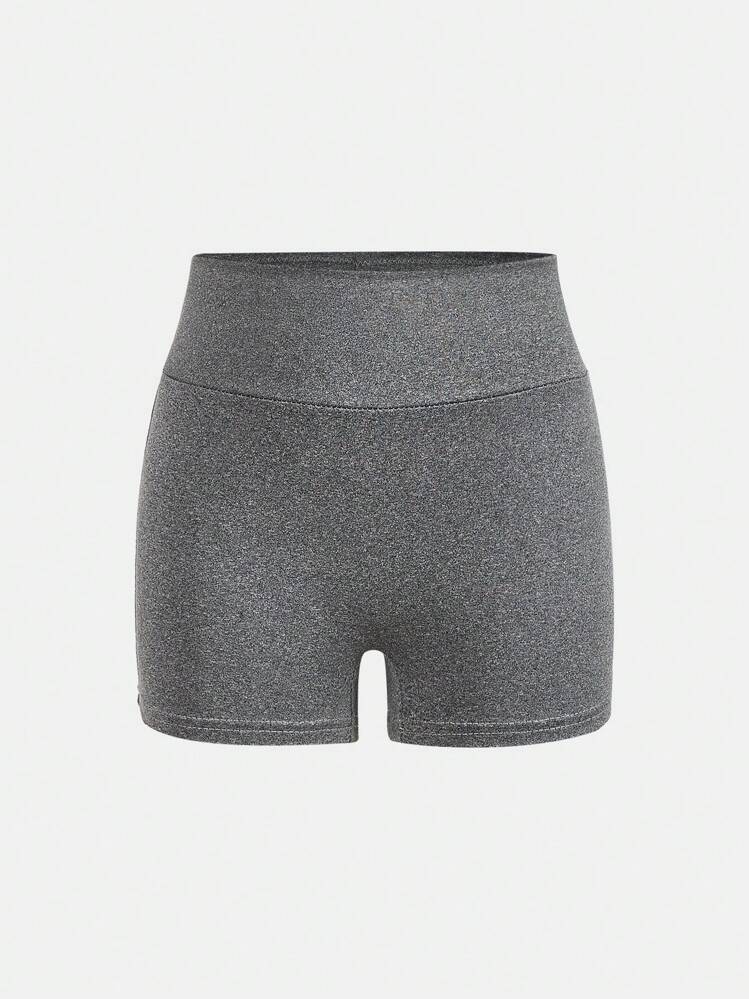 SHEIN Girlism Set de 4 shorts deportivos/de yoga de punto de cintura alta en color liso para niñas preadolescentes, uso casual de primavera/verano - Morado Violeta - Añade 12