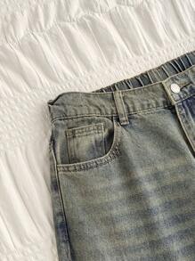 SHEIN PETITE Jeans anchos de cintura baja ajuste holgado para mujer