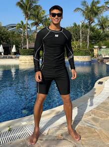 DAZY Conjunto vacacional de playa con estampado de letras de verano, hawaiano