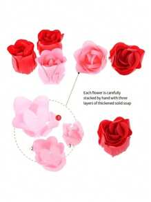 10 件玫瑰香皂花心形礼盒，创意生日/婚礼派对礼物 - 彩色 - 查看 10