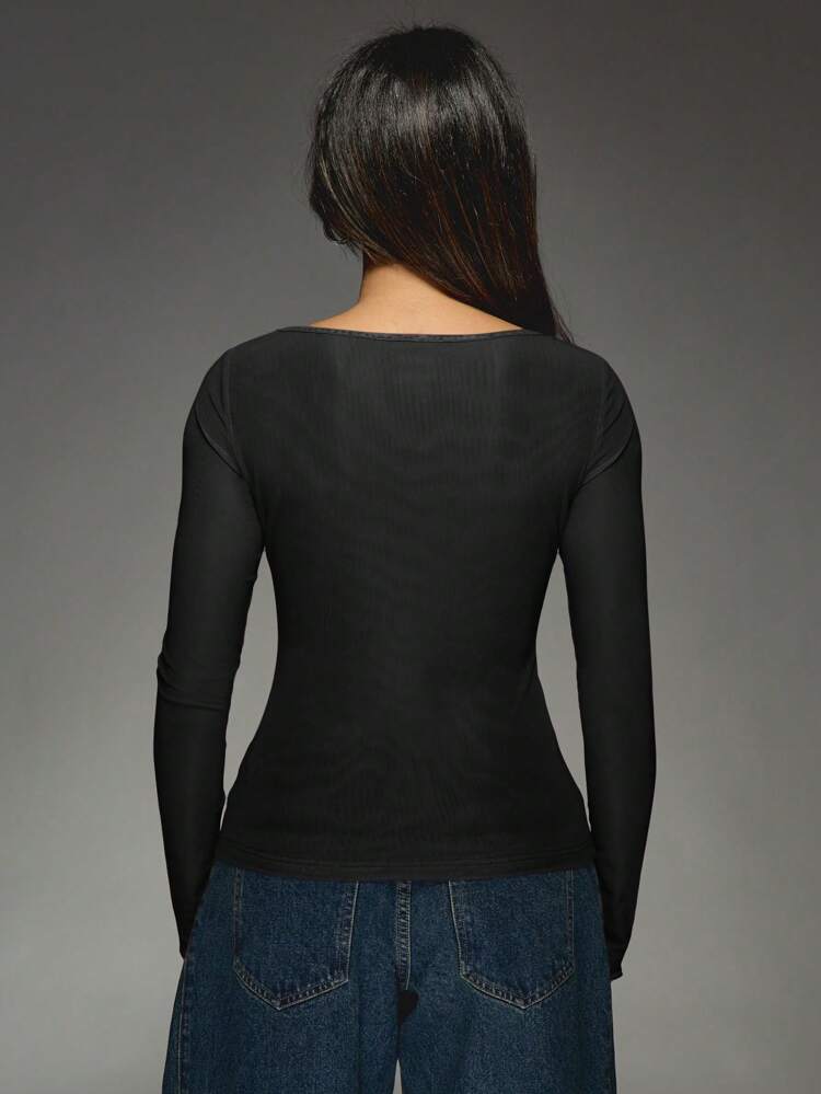 MISSGUIDED Top a maniche lunghe in rete con stampa a farfalla, pezzo di moda autunnale e invernale, essenziale per feste, club, performance di danza e strati