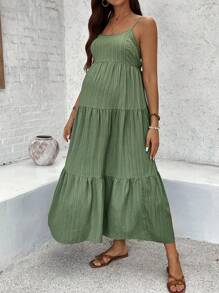 SHEIN Maternity Sleeveless Solid Color Dress, Fashionable For Summer Woman S Summer Clothes  Maternity Dress  Vacation - Green - View 5