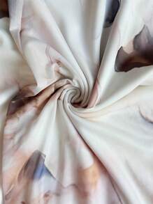 Modelyn 女士网眼花卉印花长袖抽绳腰部褶边甜美夏日连衣裙