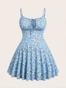 SHEIN EZwear Summer Sexy Light Blue Knit Bodycon Mini Dress With Spaghetti Strap,Sun Dresses For Women,Sundress - Baby Blue - View 1