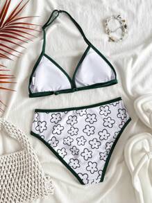 Tween Girls' Color Block Printed Bikini 2 Pieces Swimsuit Suitable For Beach, Resort - Multicolor - View 2