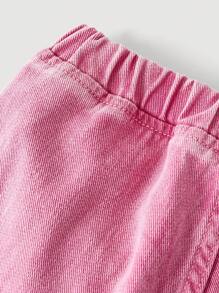 SHEIN 女童休闲修身中腰牛仔短裙