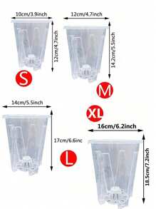 1/3/5pcs Clear Plastic Orchid Pots With Holes For Root Control, Thicker Airflow Seedling Planter Pot For Greenhouse, Garden, Indoor, And Outdoor Plants - Clear - View 3