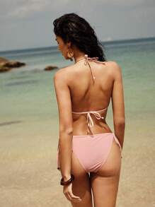 Anewsta 2022 Raffinierter, eleganter, reifer Bikini-Set mit Perlen und Raffungen - Pink - Übersicht 2