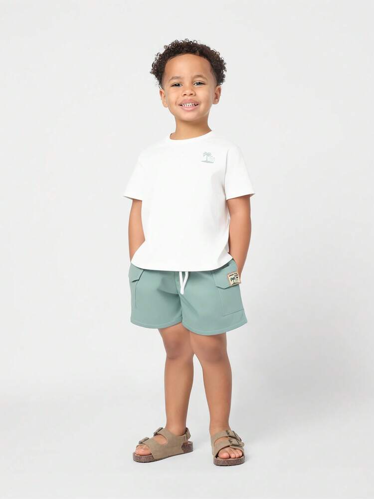 Palm Tree Logo T-Shirt & Elastic Shorts Co-Ord