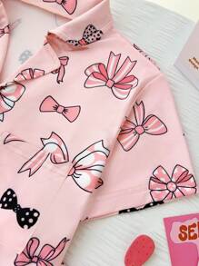 2 piezas Pijama con lazo decorativo para niñas grandes