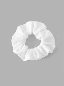 SHEIN Girlism Tween Girl Casual Street Fitted Crew Neck Ruched Short Sleeve Top With Hair Scrunchie And Hair Band Set, Denim-Effect Graffiti Print Shorts - White - View 4