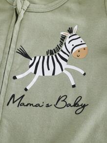 Cozy Pixies 2件套新生女宝宝卡通动物图案针织柔软圆领长袖连体衣 - 綠色 - 查看 7