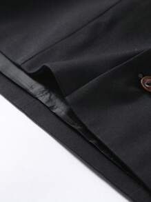 Manfinity Mode Men's Solid Color Double-Breasted Suit Vest And Pants Set Men's Dress Clothes Classy Men Outfits - Black - View 3