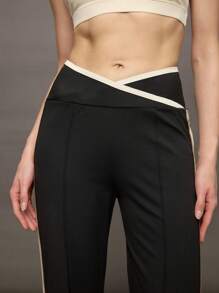 Activina 女式不对称腰部条纹运动裤 - 黑色 - 查看 6