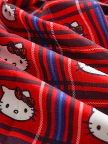 HELLO KITTY AND FRIENDS | SHEIN 女士格子卡通图案时尚半身裙 - 紅色 - 查看 6
