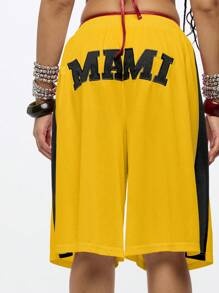 SUMWON WOMEN Miami Basketball Shorts Athletic Team Game Performance Knee Length Summer Hip Hop Dance Streetwear Custom Shorts - Yellow - View 6