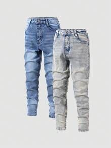 2pcs/Set Tween BoyCasual Urban All-Match Versatile Denim Long Pants - Multicolor - View 6