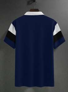 Manfinity Homme Plus Size Men Color Block Polo Shirt, Casual For Summer