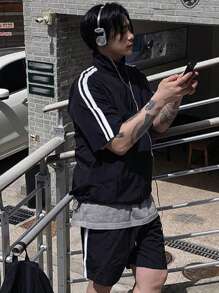 DAZY Men's Summer Striped Black Jacket Suit - Black - View 4