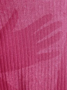 SHEIN EZwear Plus Size Women Sweet Contrast Color Ruffle Tie Neck Pleated T-Shirt - Hot Pink - View 6